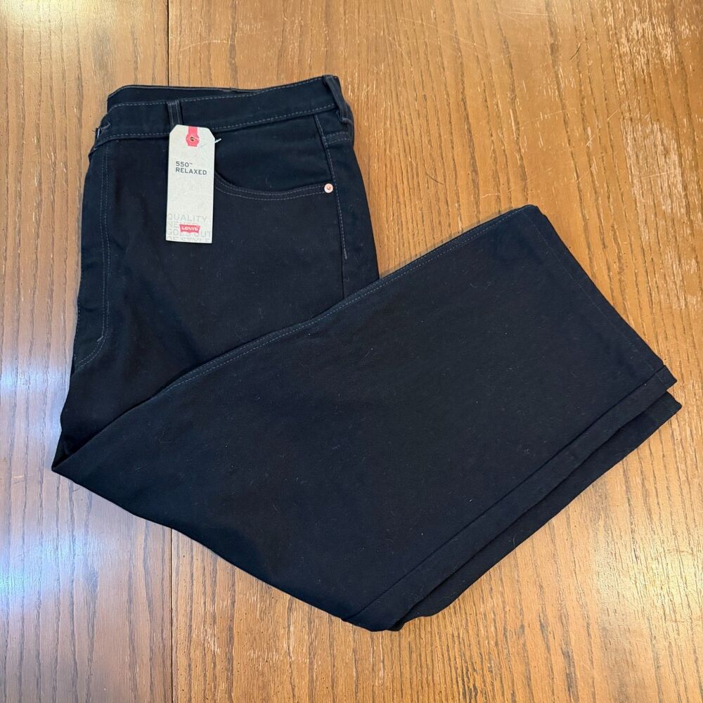 Classic Levis 550 Relaxed Fit Jeans Black WaterLess Denim Mens 44x29 NWT